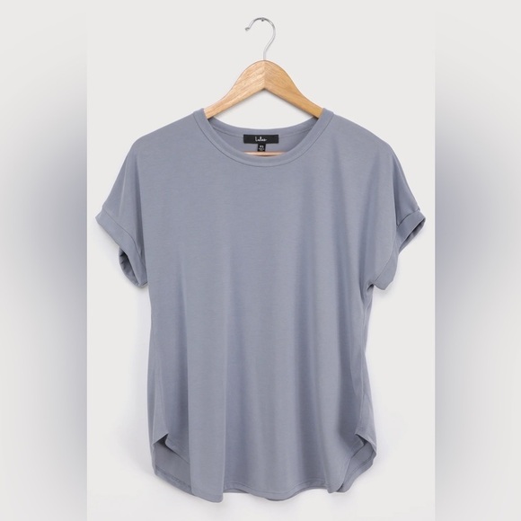 LULU’S Easily Enjoyed Dusty Blue Crew Neck Tee - Picture 4 of 5